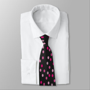 Cravate Pois roses sur noir