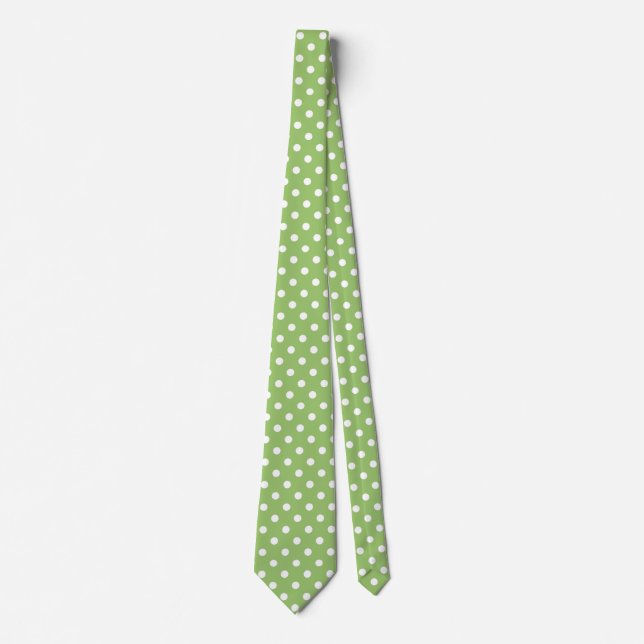 Cravate pois Sage Green et blanc (Devant)
