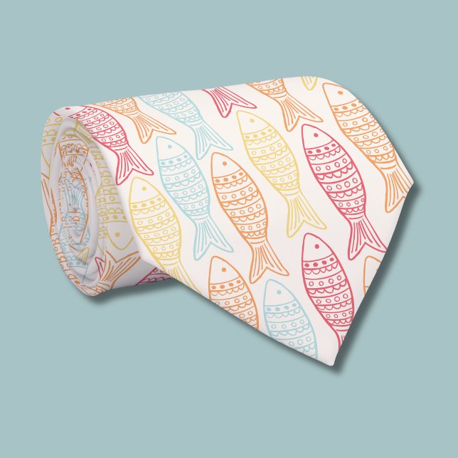 Cravate Poisson Coloré (Coastal Catch fish pattern tie)
