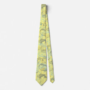 Cravate Poissons de calage Motif 02.Bleu foncé.b L Jaune B