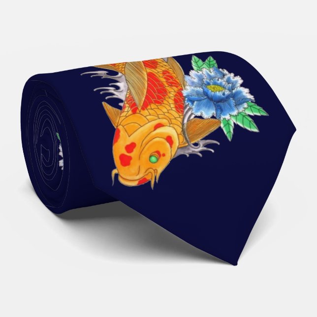 Cravate Poissons VARIABLES de Koi de Japonais d'OPUS (Roulé)