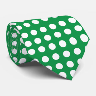 Cravate Polka blanc vert point Vintage rétro