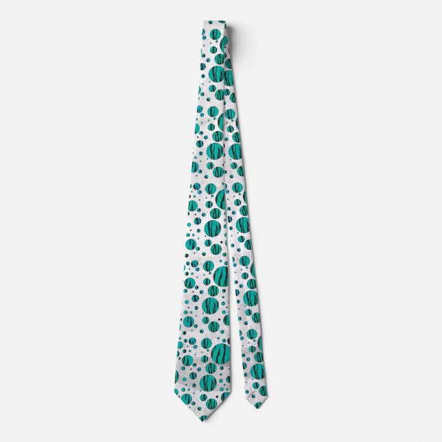 Cravate Polka Dot Tiger noir et Turquoise (Devant)