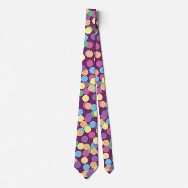 Cravate Polka-Dots bleu violet rose jaune orange vert (Devant)