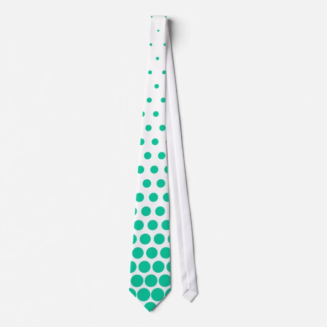 Cravate Polka verte des Caraïbes Pointe blanc moderne (Devant)