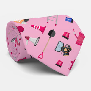 Cravate Pompier Diplôme Pink necktie