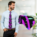 Cravate Pop Art Skyline Clair violet rose étoiles Motif<br><div class="desc">Pop Art original de Skylar Jenkins. Les bâtiments mauves sont adoucis par des nuages verts,  des lunes bleues foncées et un coeur orange.</div>