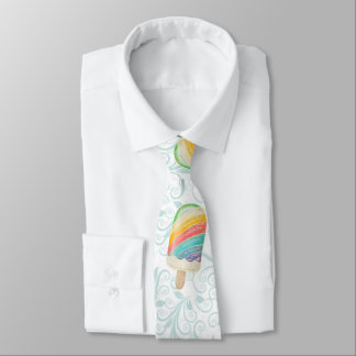 Cravate Popsicle arc-en-ciel et tourbillons Turquoises