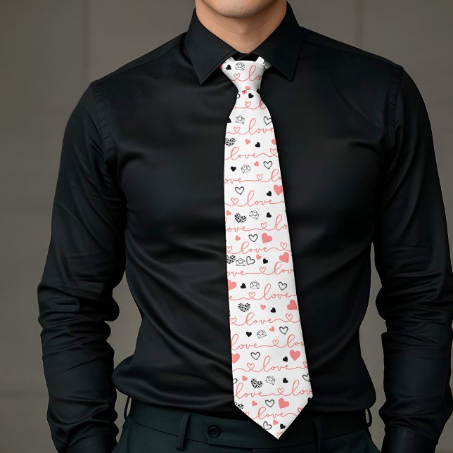 Cravate Popular Now Men’s Love Lettering Heart Tie (Popular Now Men’s Love Lettering Heart Tie)