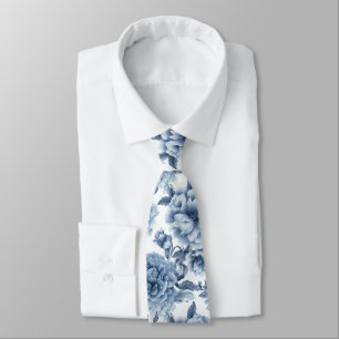 Cravate Porcelaine bleu clair Floral Mariage Groomsmen Cad