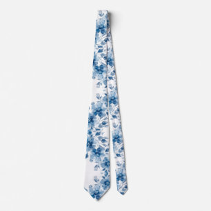 Cravate Porcelaine bleu clair Floral Mariage Groomsmen Cad