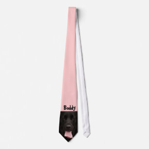 Cravate Portrait de chien noir rose