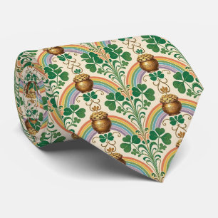 Cravate Pot d'or et trèfle irlandais Art Nouveau
