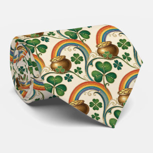 Cravate Pot d'or et trèfle irlandais Art Nouveau