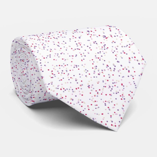 Cravate Pots de pois rose et violet doux au Berry (Roulé)