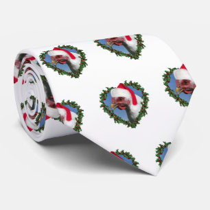 Cravate Poule Blanche dans un Couronne de Noël en forme de