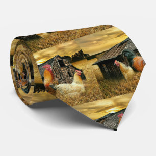 Cravate Poules de coq Vintage Russe Barn Coop