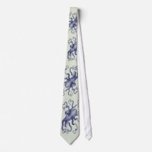 Cravate poulpe bleu vintage tie2
