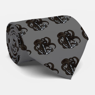 Cravate Poulpe noir au-dessus d'Ancre