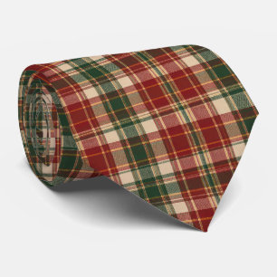 Cravate pour homme à carreaux tartan rouge vert be