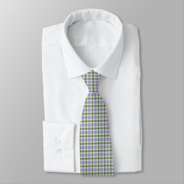 Cravate pour homme à carreaux violets et verts (Attaché)