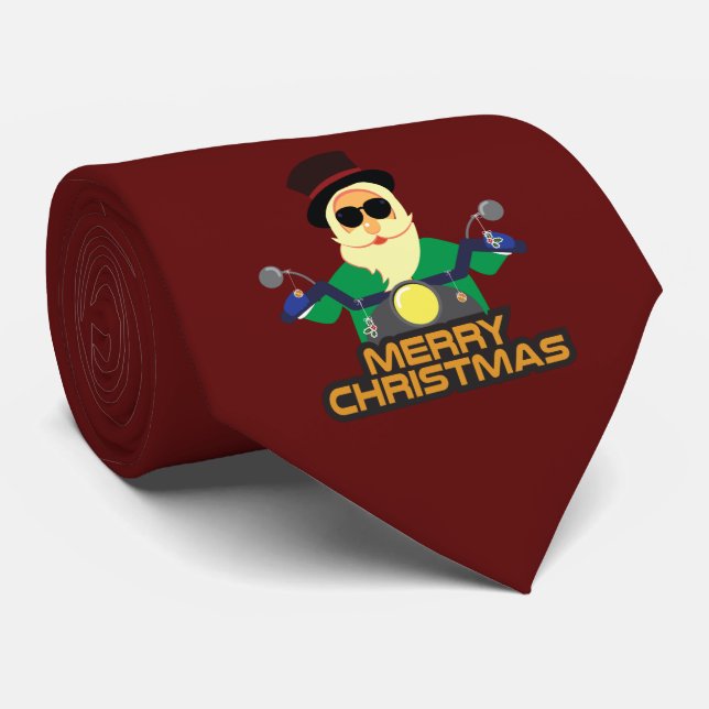 Cravate pour hommes de Biker Père Noël (Roulé)