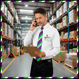 Cravate [Pourpre et vert] rayures audacieuses