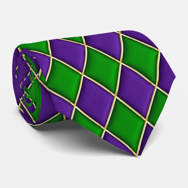 Cravate pourpre et verte de mardi gras de motif de (Roulé)