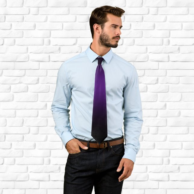 Cravate Pourpre Royal et Ombré Noir Contemporain (Contemporary Royal Purple and Black Ombre Neck Tie)