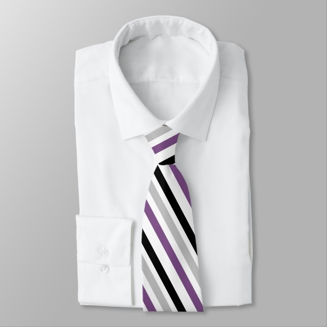 Cravate Poussière violette argentée noire à rayures géomét (Attaché)