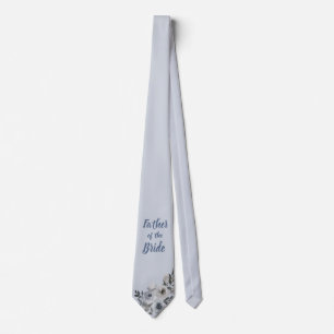 Cravate Poussiéreux Bleu et Gris Floral Père de la Mariée