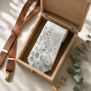 Cravate Prairie de fleurs sauvages vert sauge pour mariage