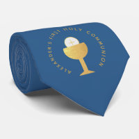 Premier Communion Boy Classic Blue Faux Gold Chali