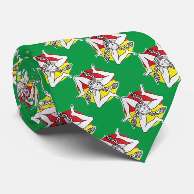 Cravate premium Sicilia (symbole de la Trinacrie) (Roulé)