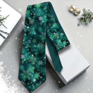 Cravate Prettist Snowflakes Motif Green ID846