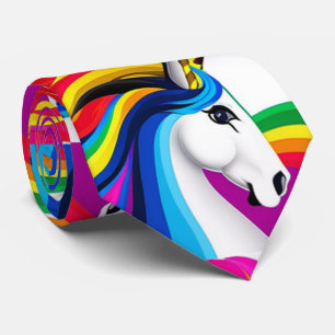 Cravate Pride Rainbow Multi-color Unicorn Motif