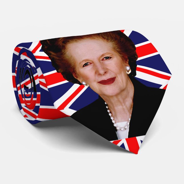 Cravate Prime Minister Margaret Thatcher & British Flag (Roulé)