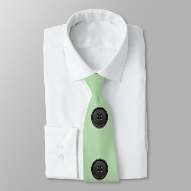 Cravate Printed black button design-pale green (Attaché)