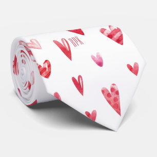 Cravate Printed Monogram Valentine's Day Hearts Necktie