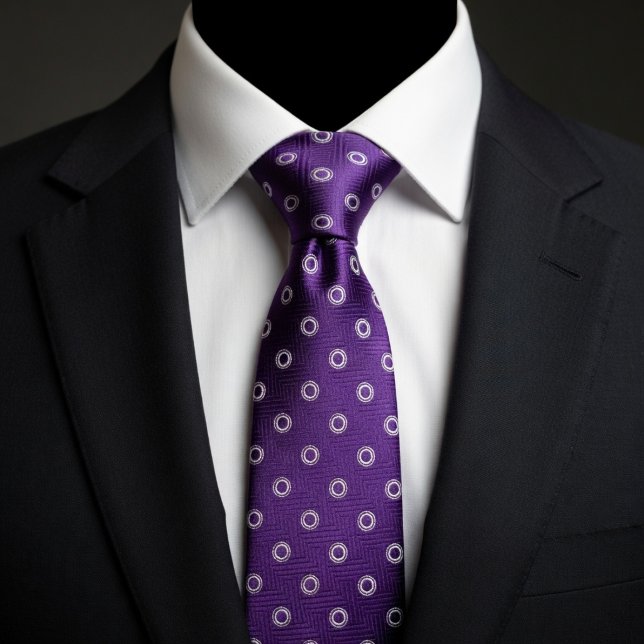 Cravate Prune Violet et Blanc à pois (Créateur téléchargé)