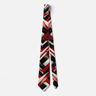 Cravate Punk Rock Red Black White Grunge Pattern