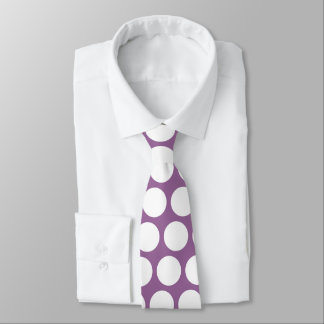 Cravate Purple and White Polka Dot