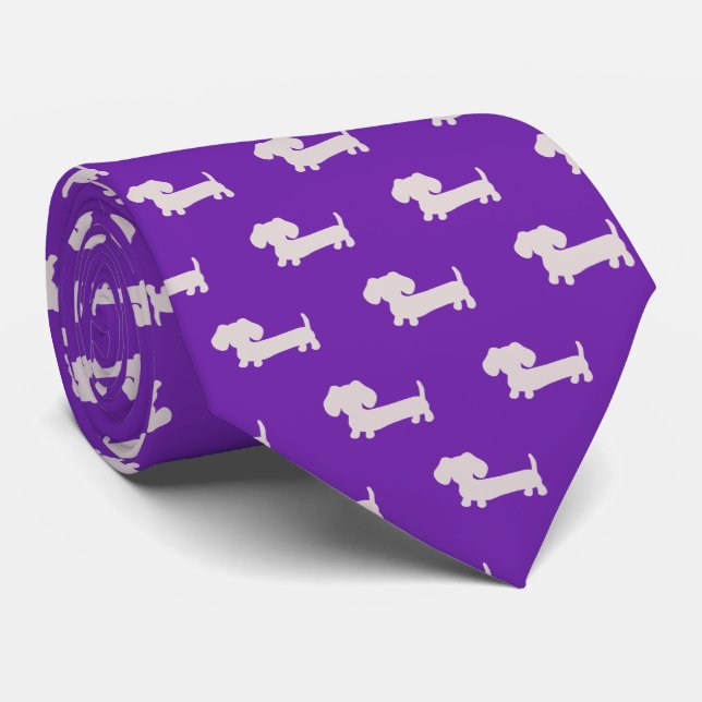 Cravate Purple Dachshund Papa Necktie - Cadeau Fête des pè (Roulé)