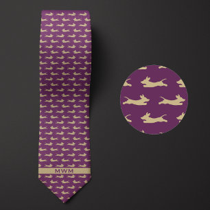 Cravate Purple et Gold Running Dachshund