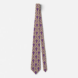 Cravate Purple & Jaune Floral Damas Style baroque