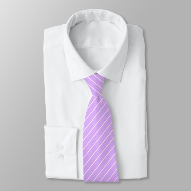 Cravate Purple mauve avec des rayures blanches ivoire (Attaché)