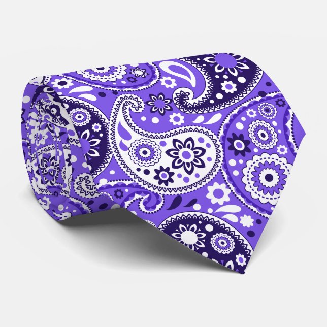 Cravate Purple Paisley Fancy Texas Country Western (Roulé)