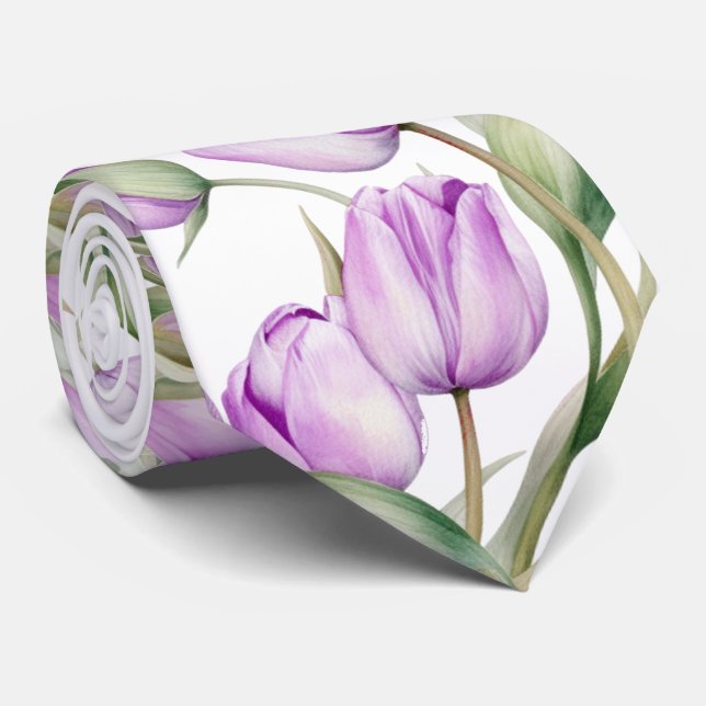 Cravate Purple Tulips Neck Tie (Roulé)