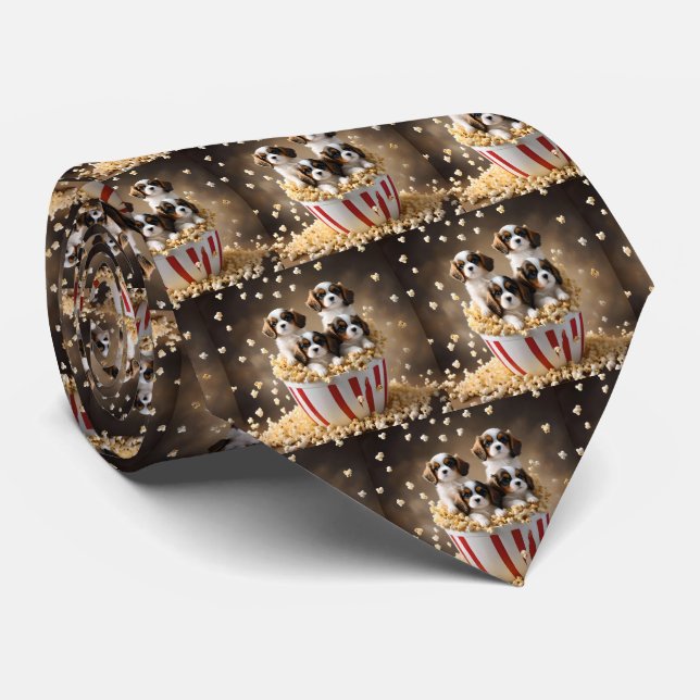 Cravate Quads Cavalier Espagnol Chipies Dans Le Popcorn, (Roulé)