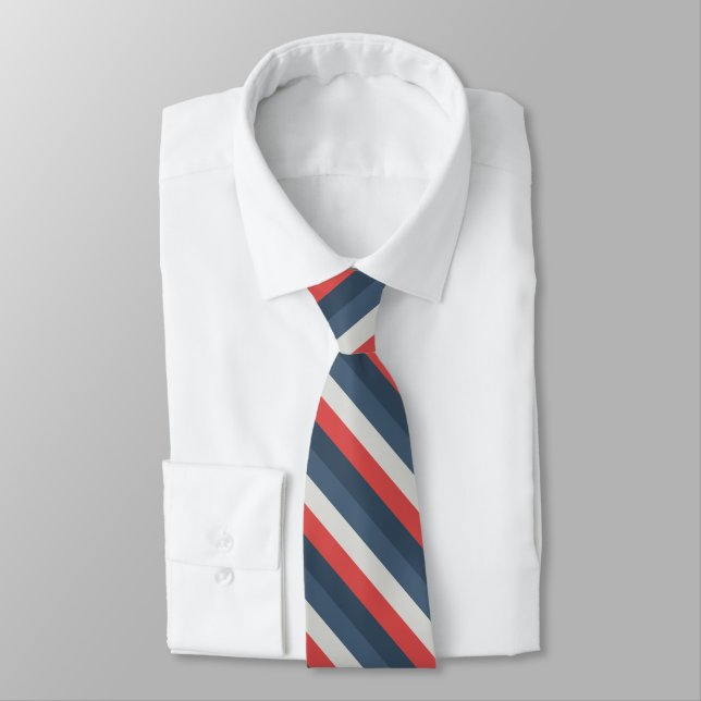 Cravate Quatre couleurs - Rouge gris bleu foncé bleu (Attaché)